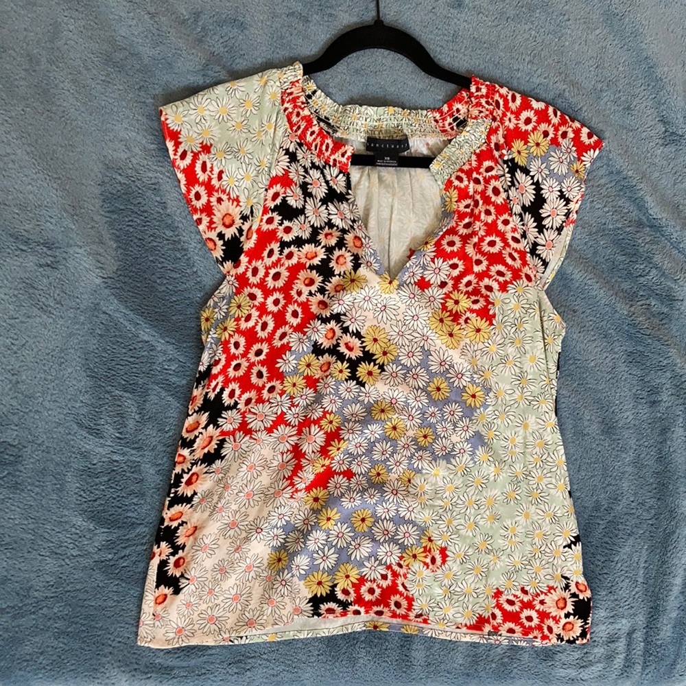 Sanctuary Floral Patchwork Short Sleeve Tee in Red, Black, White, Yellow
